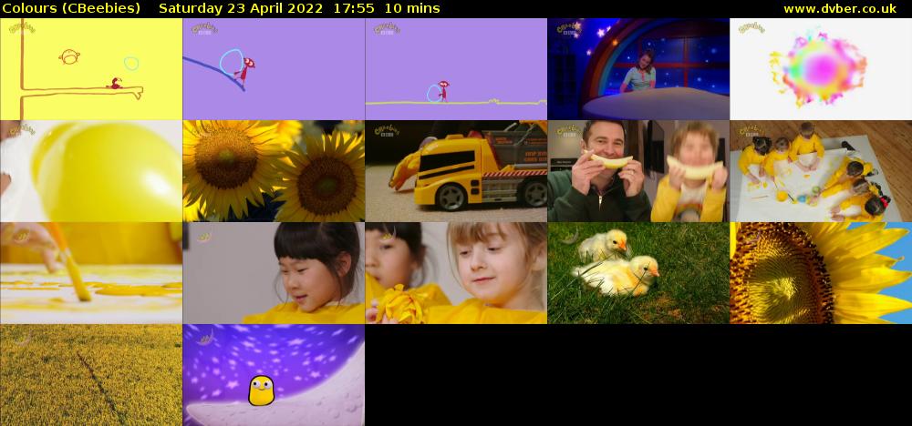 Colours (CBeebies) Saturday 23 April 2022 17:55 - 18:05