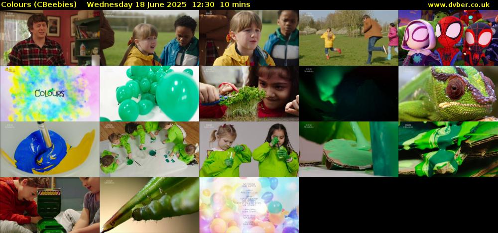 Colours (CBeebies) Wednesday 18 June 2025 12:30 - 12:40