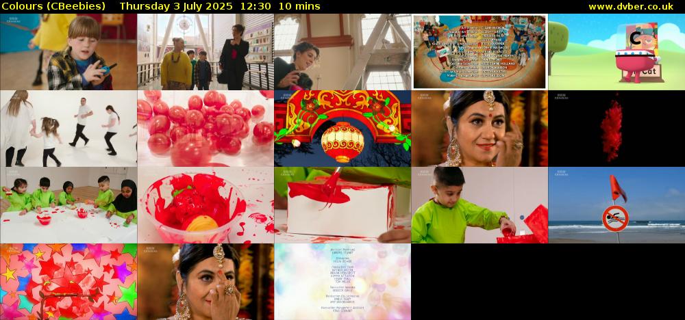 Colours (CBeebies) Thursday 3 July 2025 12:30 - 12:40