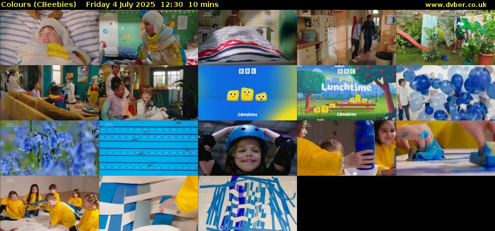 Colours (CBeebies) Friday 4 July 2025 12:30 - 12:40