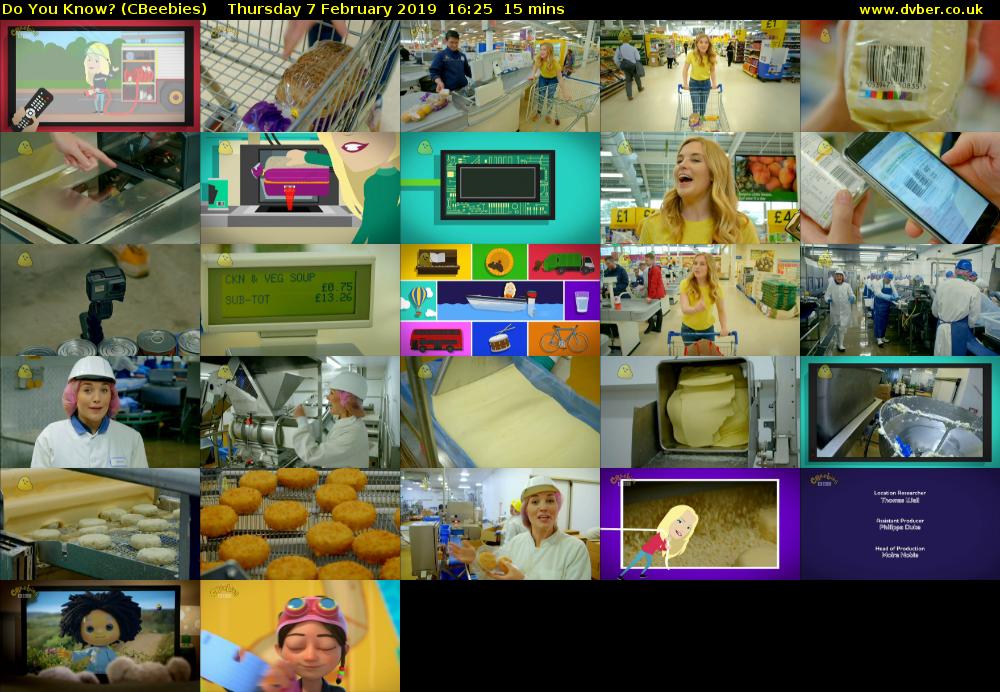 Do You Know? (CBeebies) Thursday 7 February 2019 16:25 - 16:40