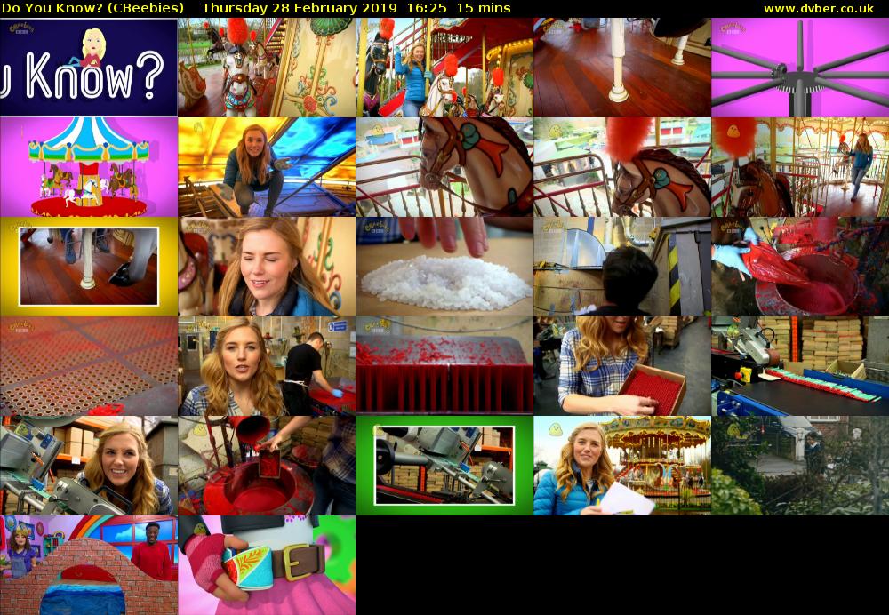 Do You Know? (CBeebies) Thursday 28 February 2019 16:25 - 16:40