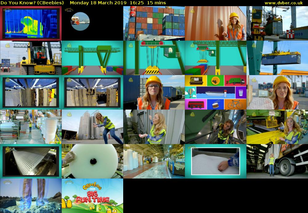 Do You Know? (CBeebies) Monday 18 March 2019 16:25 - 16:40