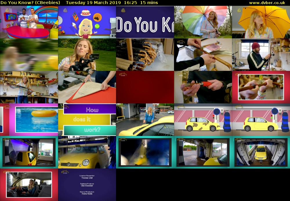 Do You Know? (CBeebies) Tuesday 19 March 2019 16:25 - 16:40