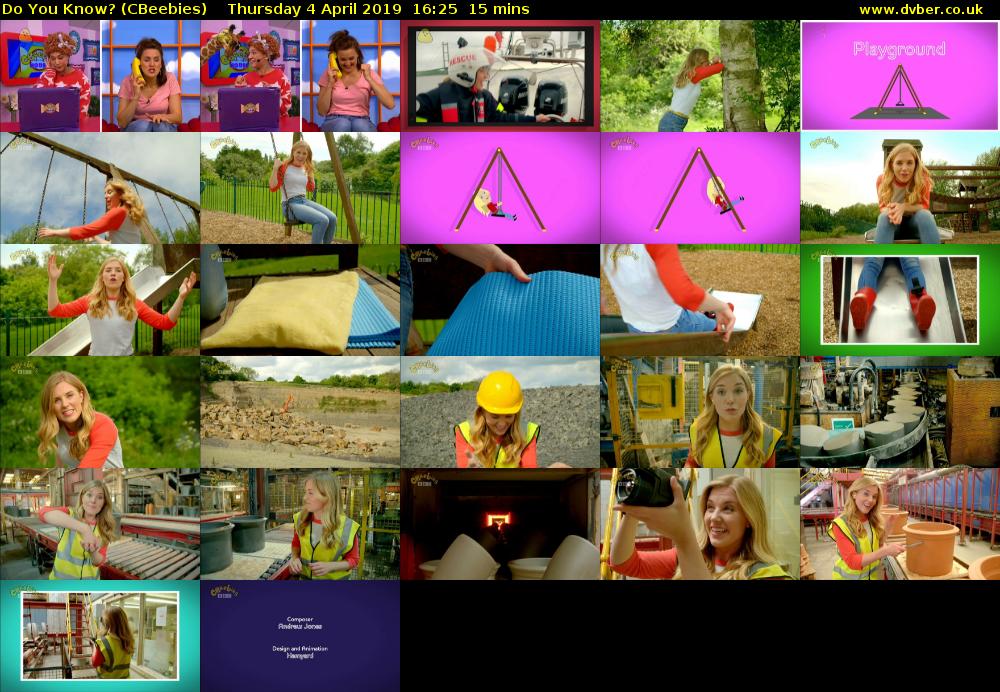 Do You Know? (CBeebies) Thursday 4 April 2019 16:25 - 16:40
