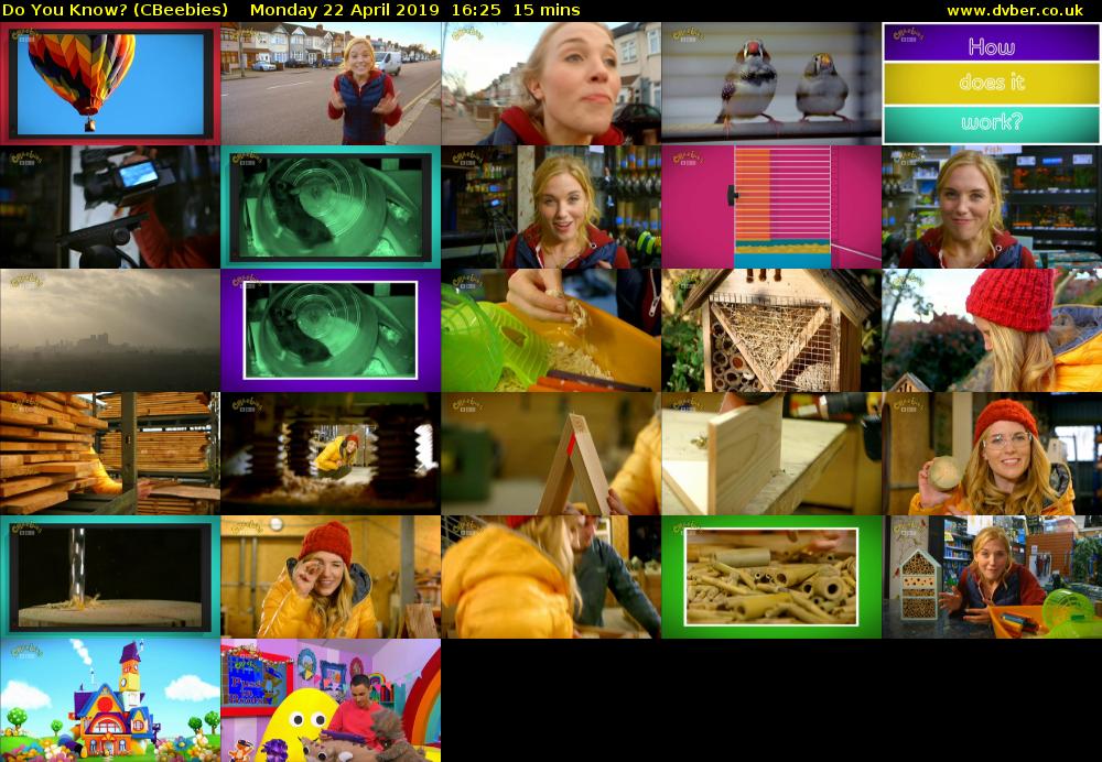 Do You Know? (CBeebies) Monday 22 April 2019 16:25 - 16:40