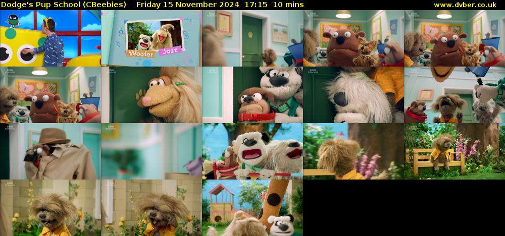 Dodge's Pup School (CBeebies) Friday 15 November 2024 17:15 - 17:25