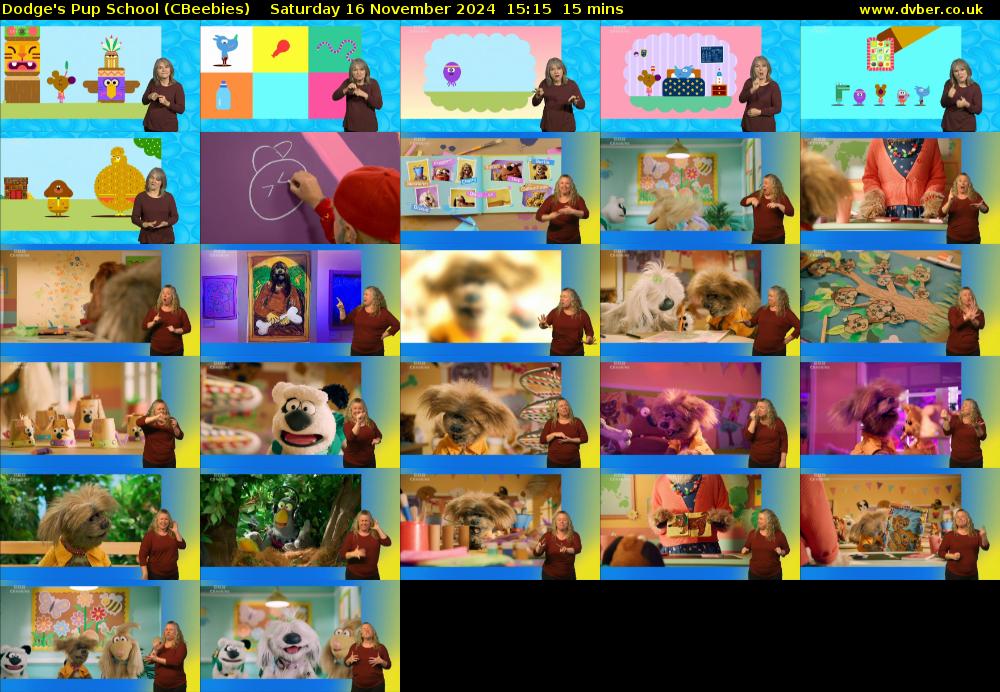 Dodge's Pup School (CBeebies) Saturday 16 November 2024 15:15 - 15:30