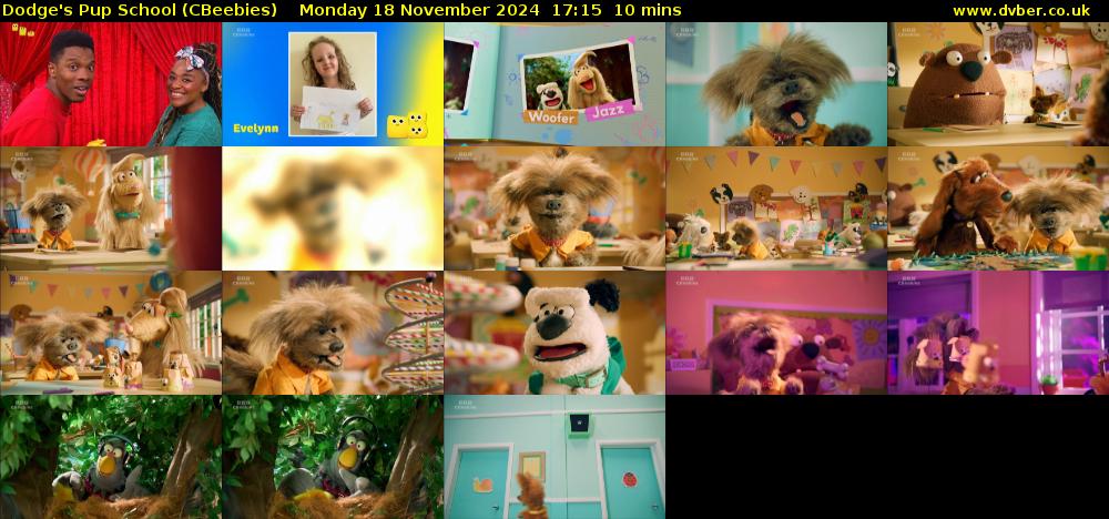 Dodge's Pup School (CBeebies) Monday 18 November 2024 17:15 - 17:25