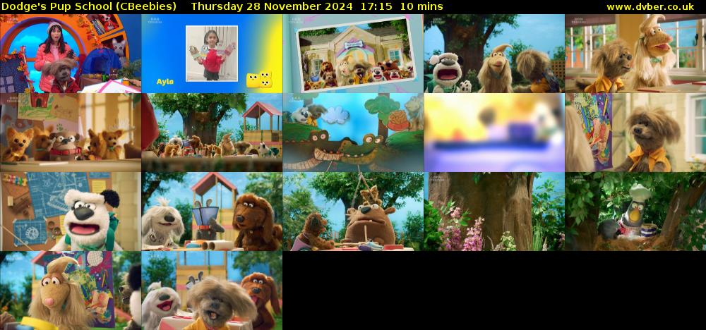 Dodge's Pup School (CBeebies) Thursday 28 November 2024 17:15 - 17:25