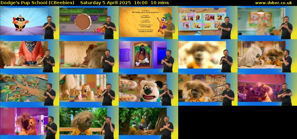 Dodge's Pup School (CBeebies) Saturday 5 April 2025 16:00 - 16:10