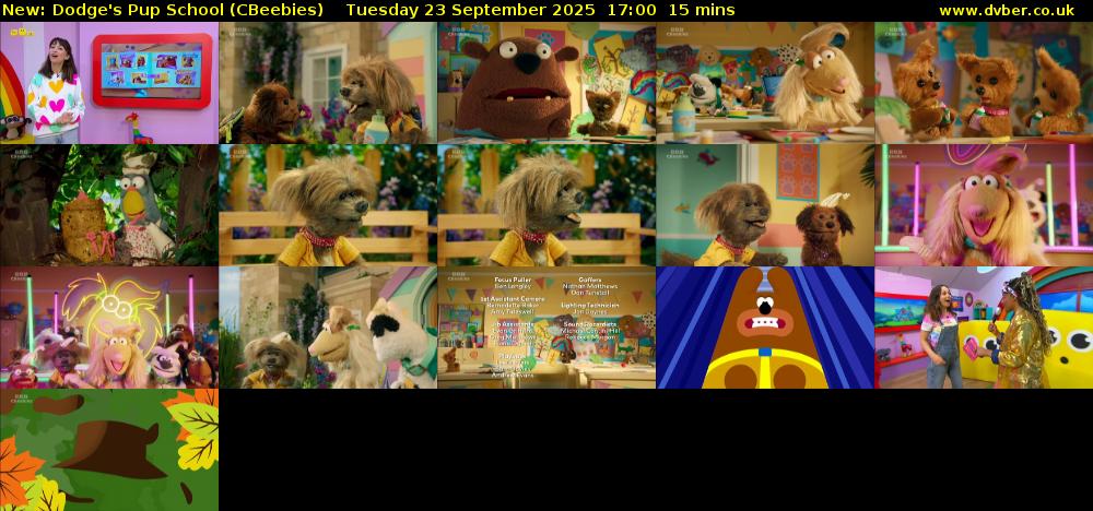 Dodge's Pup School (CBeebies) Tuesday 23 September 2025 17:00 - 17:15
