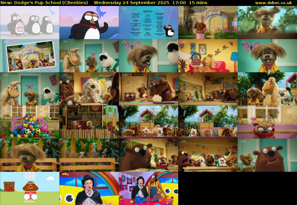 Dodge's Pup School (CBeebies) Wednesday 24 September 2025 17:00 - 17:15