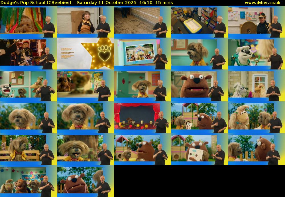 Dodge's Pup School (CBeebies) Saturday 11 October 2025 16:10 - 16:25