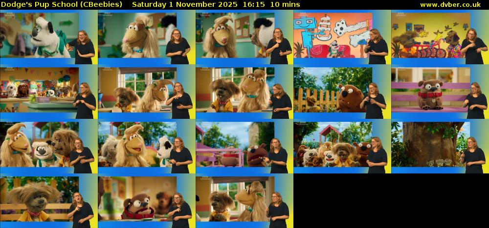 Dodge's Pup School (CBeebies) Saturday 1 November 2025 16:15 - 16:25