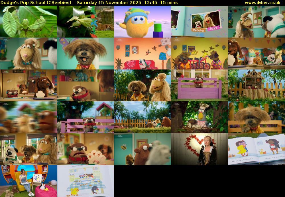 Dodge's Pup School (CBeebies) Saturday 15 November 2025 12:45 - 13:00
