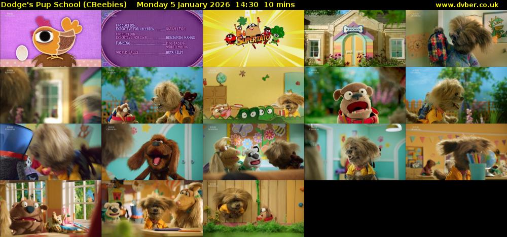 Dodge's Pup School (CBeebies) Monday 5 January 2026 14:30 - 14:40