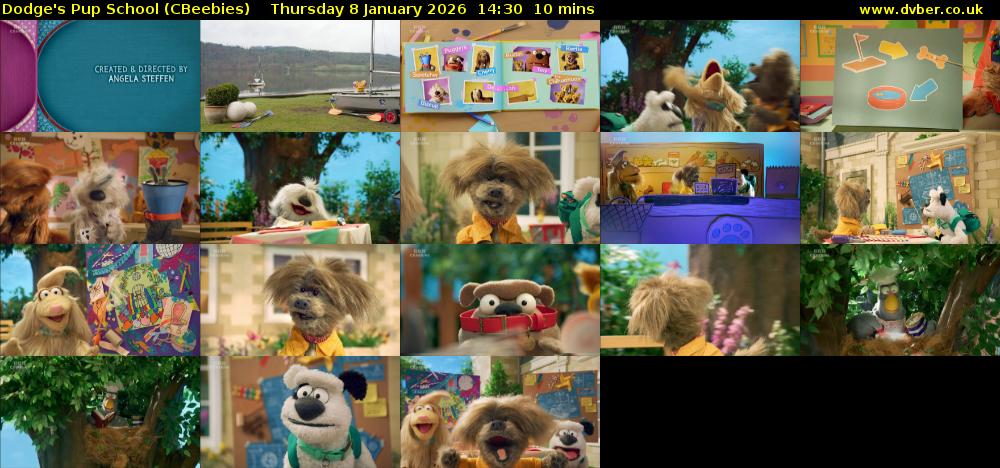 Dodge's Pup School (CBeebies) Thursday 8 January 2026 14:30 - 14:40