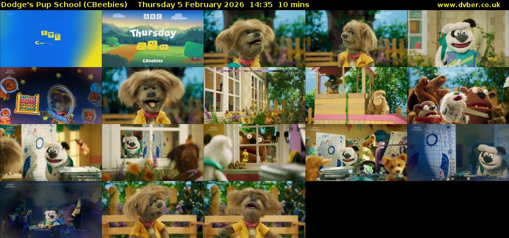 Dodge's Pup School (CBeebies) Thursday 5 February 2026 14:35 - 14:45