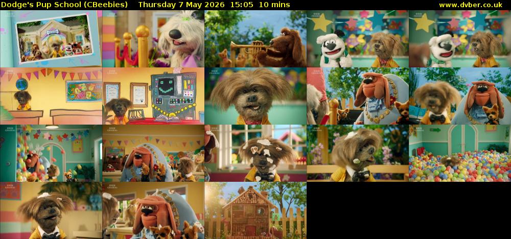 Dodge's Pup School (CBeebies) Thursday 7 May 2026 15:05 - 15:15