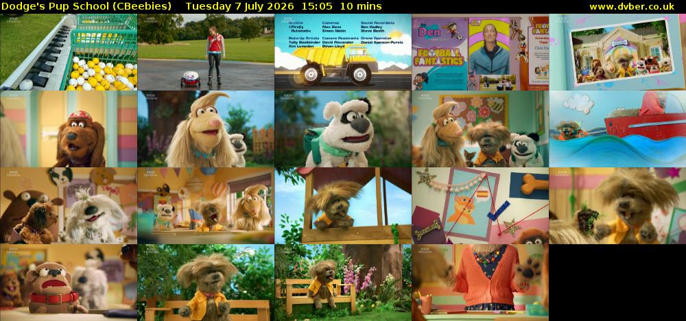 Dodge's Pup School (CBeebies) Tuesday 7 July 2026 15:05 - 15:15