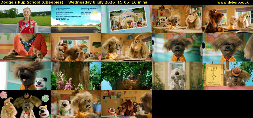 Dodge's Pup School (CBeebies) Wednesday 8 July 2026 15:05 - 15:15