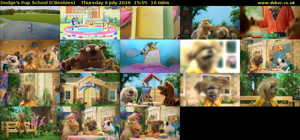 Dodge's Pup School (CBeebies) Thursday 9 July 2026 15:05 - 15:15