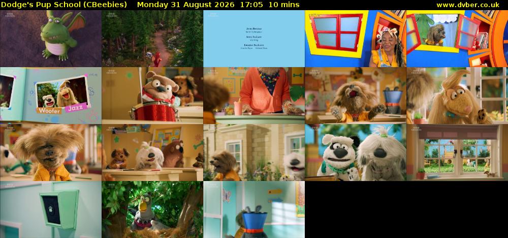 Dodge's Pup School (CBeebies) Monday 31 August 2026 17:05 - 17:15