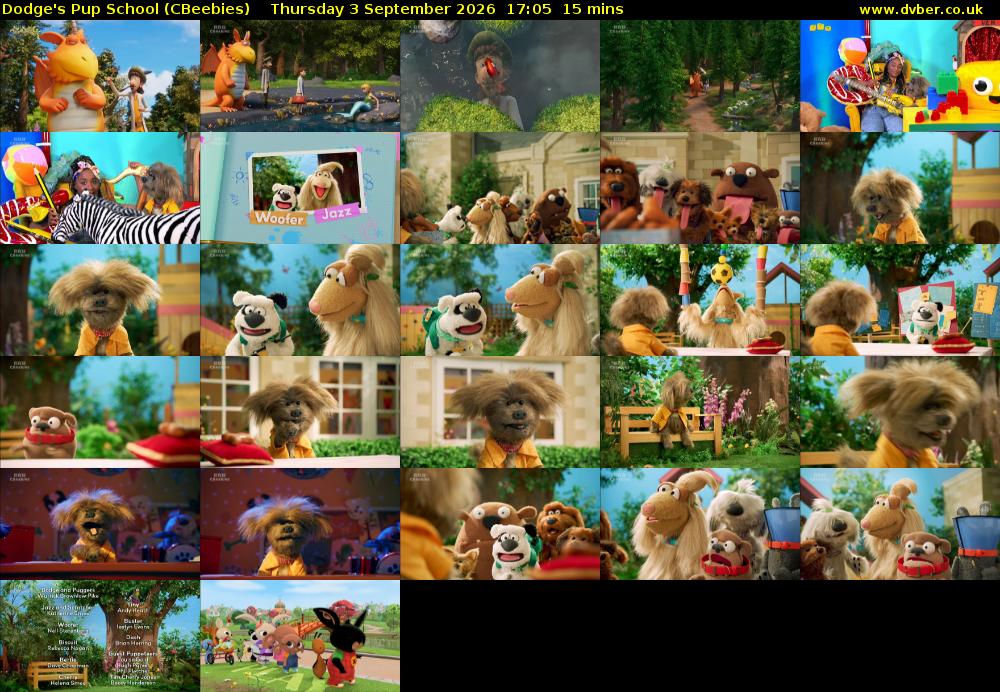 Dodge's Pup School (CBeebies) Thursday 3 September 2026 17:05 - 17:20