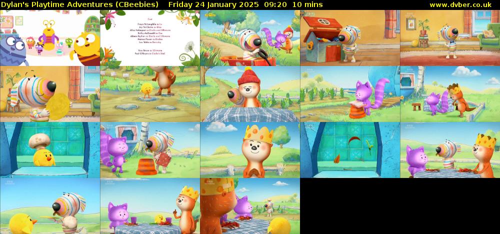 Dylan's Playtime Adventures (CBeebies) Friday 24 January 2025 09:20 - 09:30