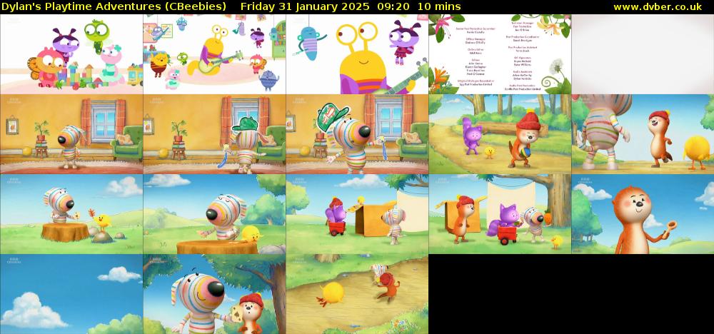 Dylan's Playtime Adventures (CBeebies) Friday 31 January 2025 09:20 - 09:30