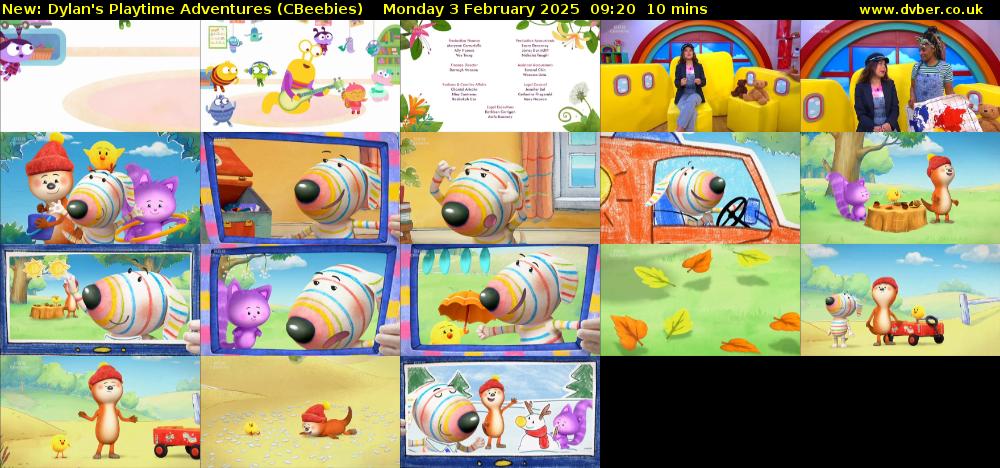 Dylan's Playtime Adventures (CBeebies) Monday 3 February 2025 09:20 - 09:30