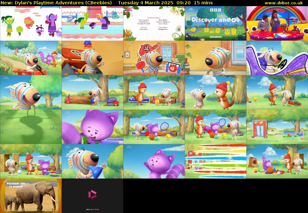 Dylan's Playtime Adventures (CBeebies) Tuesday 4 March 2025 09:20 - 09:35