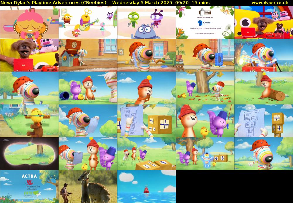 Dylan's Playtime Adventures (CBeebies) Wednesday 5 March 2025 09:20 - 09:35