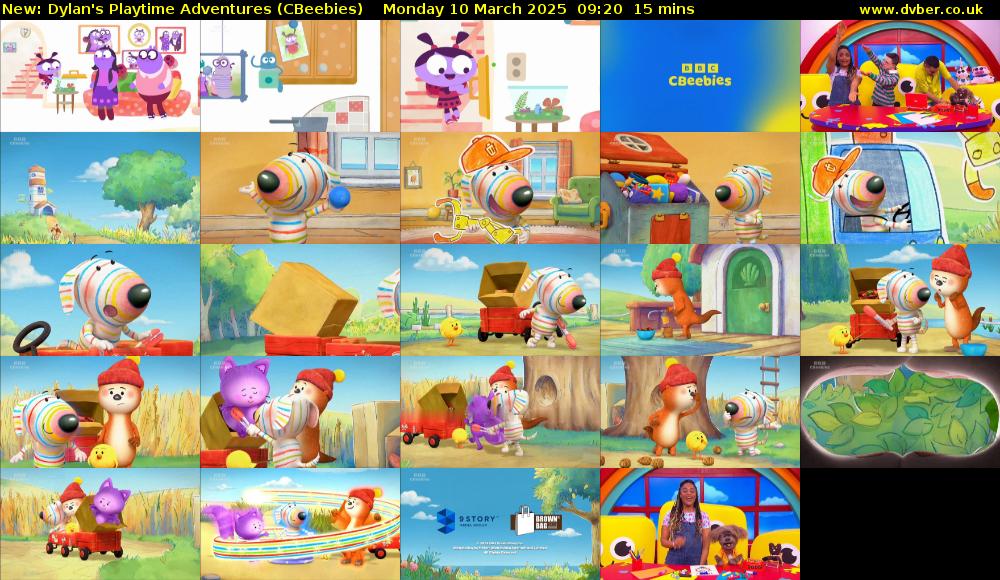 Dylan's Playtime Adventures (CBeebies) Monday 10 March 2025 09:20 - 09:35