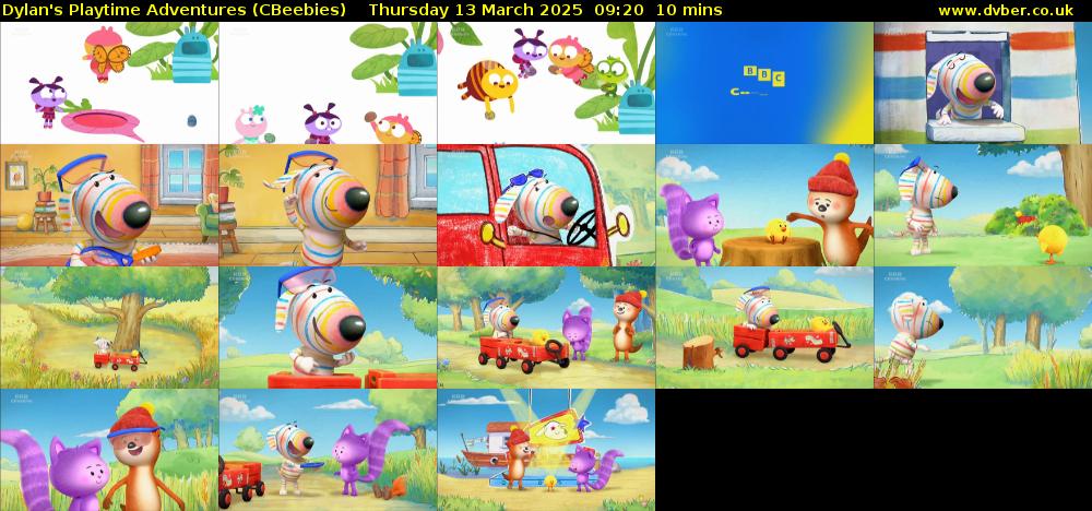 Dylan's Playtime Adventures (CBeebies) Thursday 13 March 2025 09:20 - 09:30