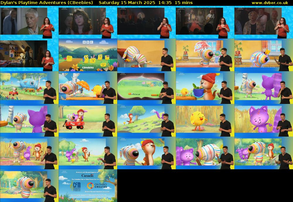 Dylan's Playtime Adventures (CBeebies) Saturday 15 March 2025 14:35 - 14:50