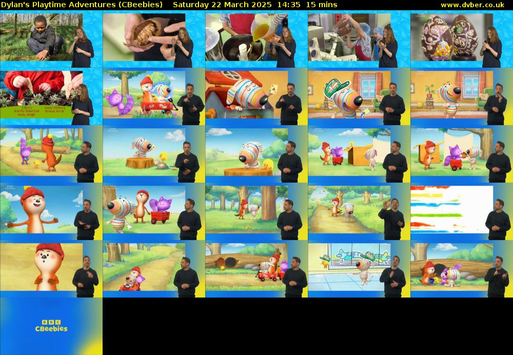 Dylan's Playtime Adventures (CBeebies) Saturday 22 March 2025 14:35 - 14:50