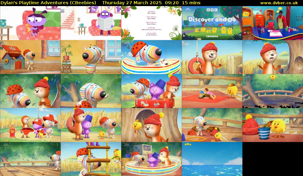 Dylan's Playtime Adventures (CBeebies) Thursday 27 March 2025 09:20 - 09:35