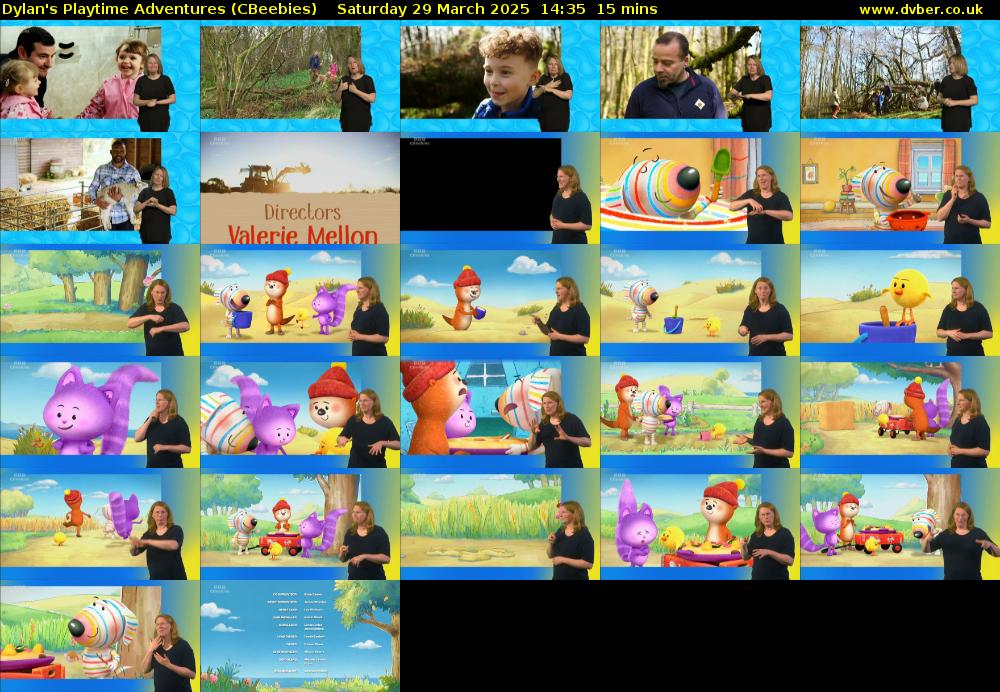 Dylan's Playtime Adventures (CBeebies) Saturday 29 March 2025 14:35 - 14:50