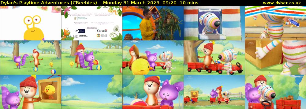 Dylan's Playtime Adventures (CBeebies) Monday 31 March 2025 09:20 - 09:30
