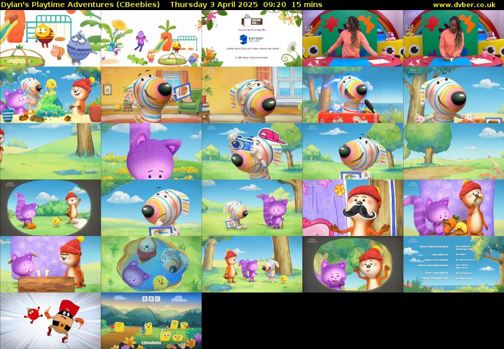 Dylan's Playtime Adventures (CBeebies) Thursday 3 April 2025 09:20 - 09:35