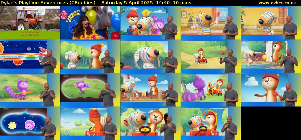 Dylan's Playtime Adventures (CBeebies) Saturday 5 April 2025 14:40 - 14:50