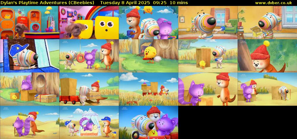 Dylan's Playtime Adventures (CBeebies) Tuesday 8 April 2025 09:25 - 09:35