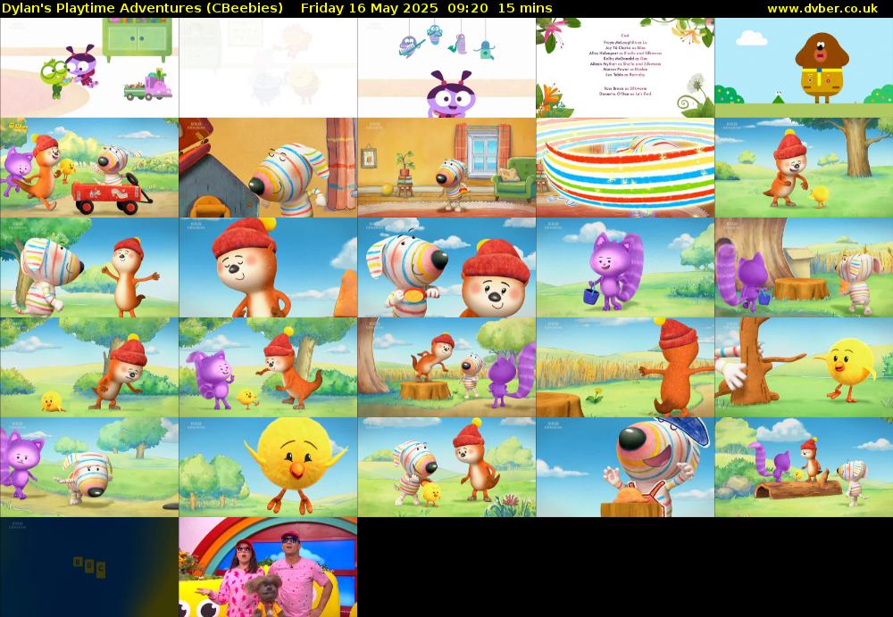 Dylan's Playtime Adventures (CBeebies) Friday 16 May 2025 09:20 - 09:35