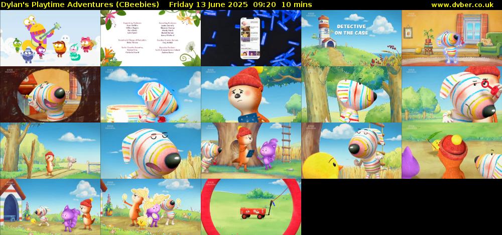 Dylan's Playtime Adventures (CBeebies) Friday 13 June 2025 09:20 - 09:30