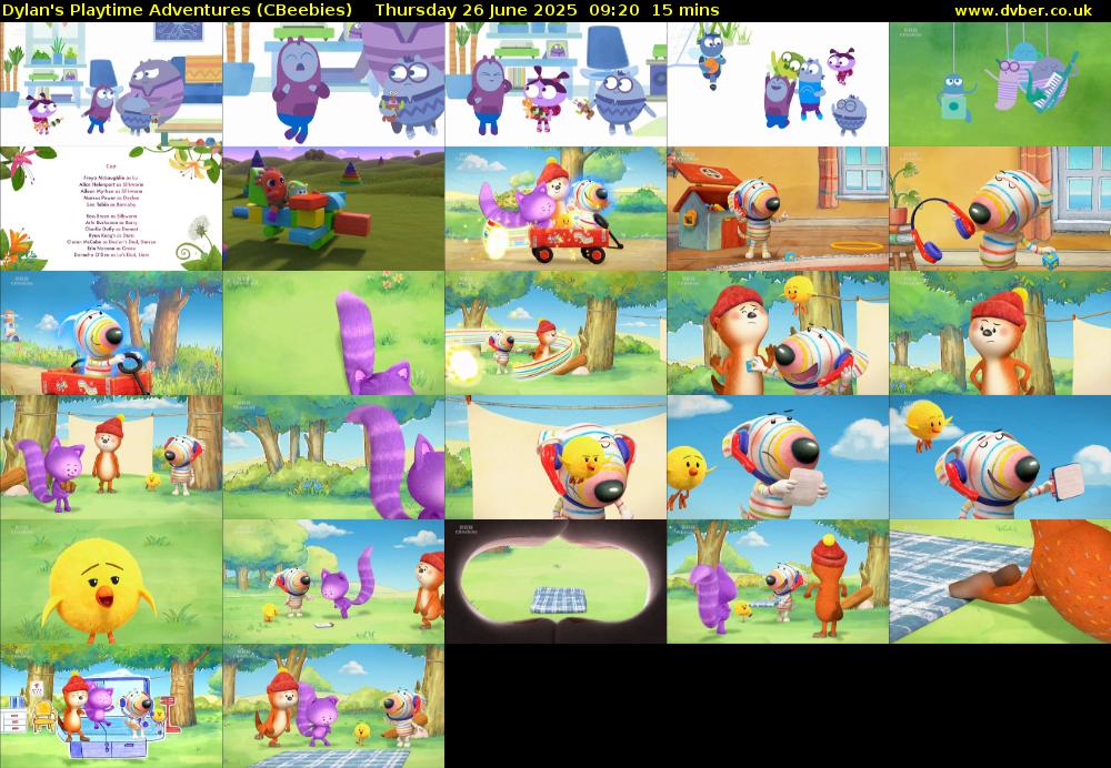 Dylan's Playtime Adventures (CBeebies) Thursday 26 June 2025 09:20 - 09:35