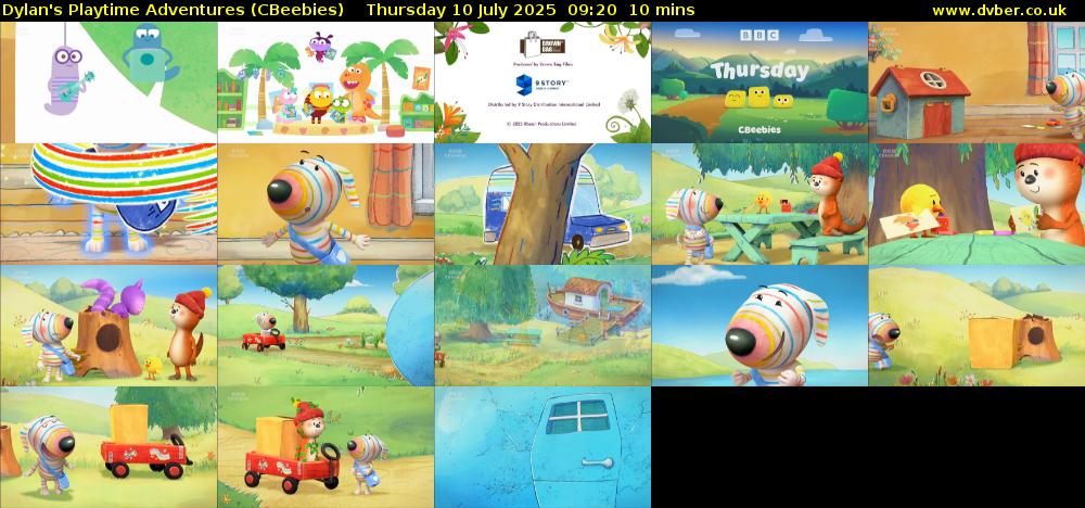 Dylan's Playtime Adventures (CBeebies) Thursday 10 July 2025 09:20 - 09:30