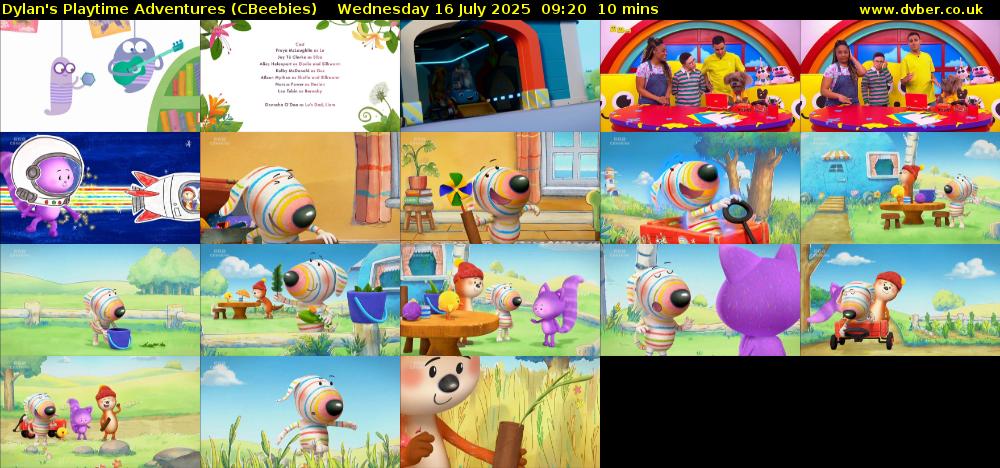 Dylan's Playtime Adventures (CBeebies) Wednesday 16 July 2025 09:20 - 09:30