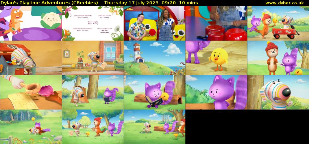 Dylan's Playtime Adventures (CBeebies) Thursday 17 July 2025 09:20 - 09:30
